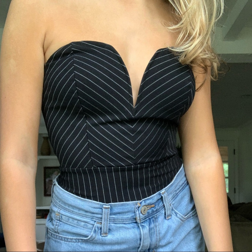 Black striped bodysuit